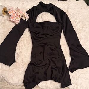 House of CB Toira Black Draped Corset Dress